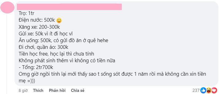 Tranh cãi kịch liệt: Sinh viên lên thành phố học cần hơn 13,5 triệu đồng/tháng cho chi phí sinh hoạt, dân mạng nhận xét "tiêu hoang thế này thì bố mẹ ở quê bán đất cũng không nuôi nổi"- Ảnh 7.